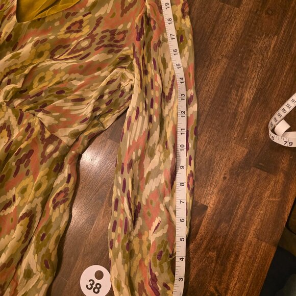 Velvet by Graham & Spencer Dress Womens Large Green Purple Ikat Abstract Maxi - Picture 8 of 15